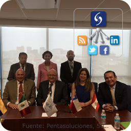 Luis Frías L., Presidente de la Cámara México Colombia; Sofía Salinas, Directora de Relaciones Públicas de la CCMXCO; Rodrigo Contreras, Director para América Latina y el Caribe del COMCE; Eugenio Salinas, Vicepresidente de Negociaciones Internacionales del COMCE; Rafael Nava, Presidente de las Sección América del Sur del COMCE; María Isabel Gómez, Directora Operativa de la Cámara Mexicana Chilena y Gustavo Huaita, Presidente de la Cámara Mexicano Peruana