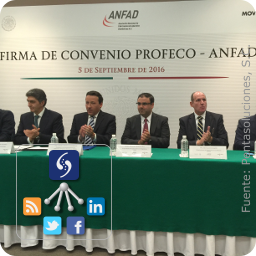 Ernesto Nemer Alvarez, Procurador de la PROFECO; César Cárdenas Rodríguez, Presidente de la ANFAD; Ernesto Marcos Iga, Vicepresiente de Enseres Mayores de la ANFAD y Ronaldo Duarte, Vicepresidente de Enseres Menores de la ANFAD